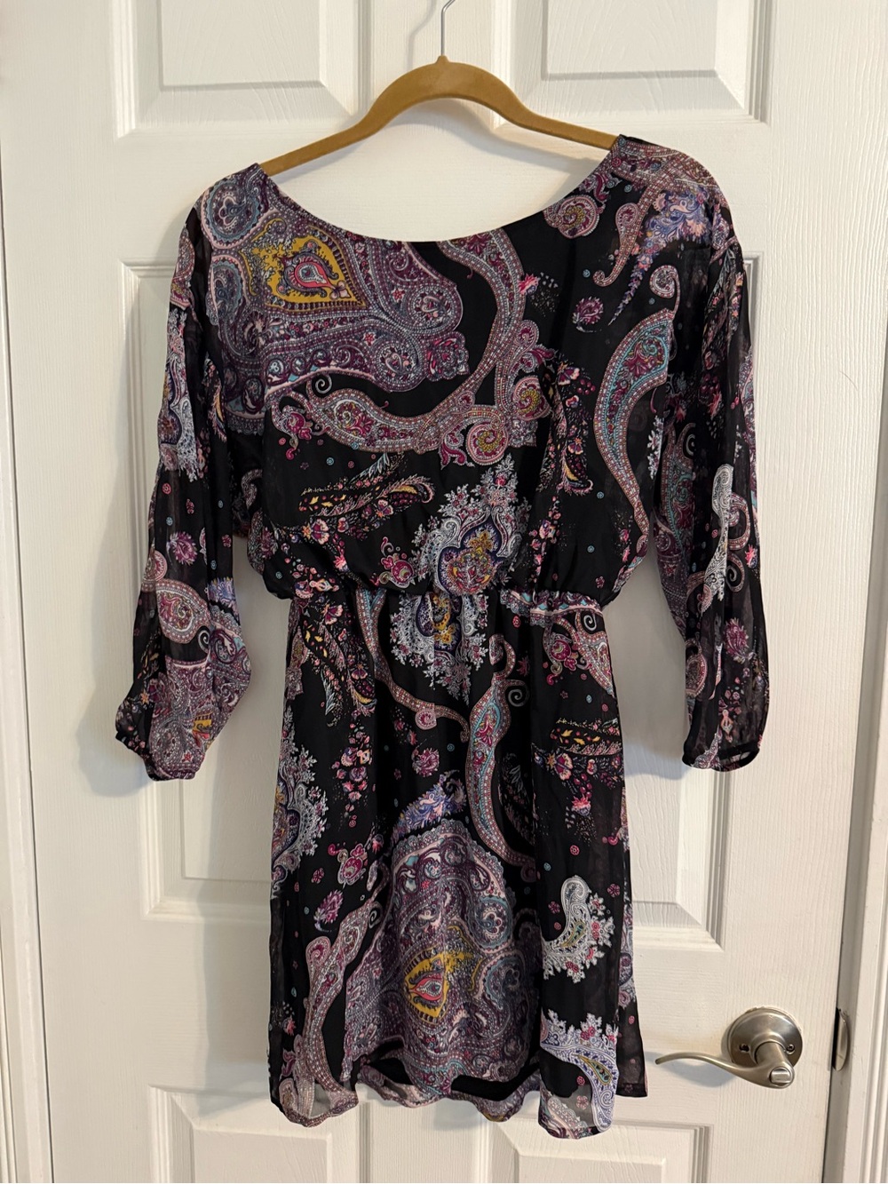 Express Black Paisley Long Sleeve Tunic Dress
